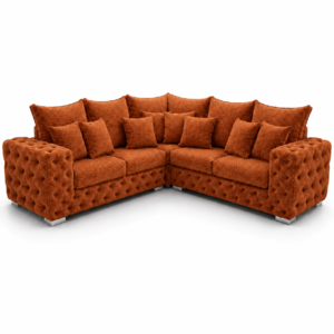 Ashton 5 Seater Corner L-Shape Chenille Burnt Orange Sofa