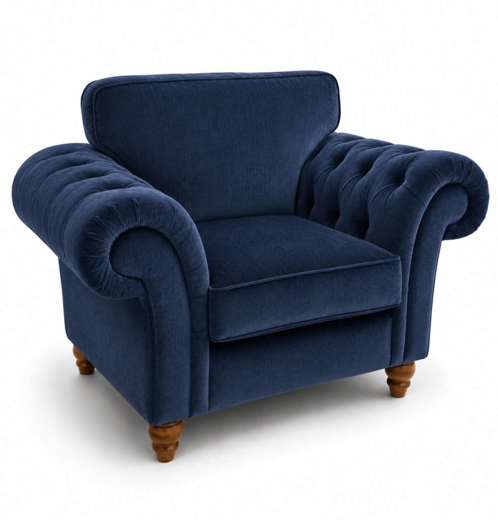 Nicole 1 Seater Plush Velvet Blue Sofa