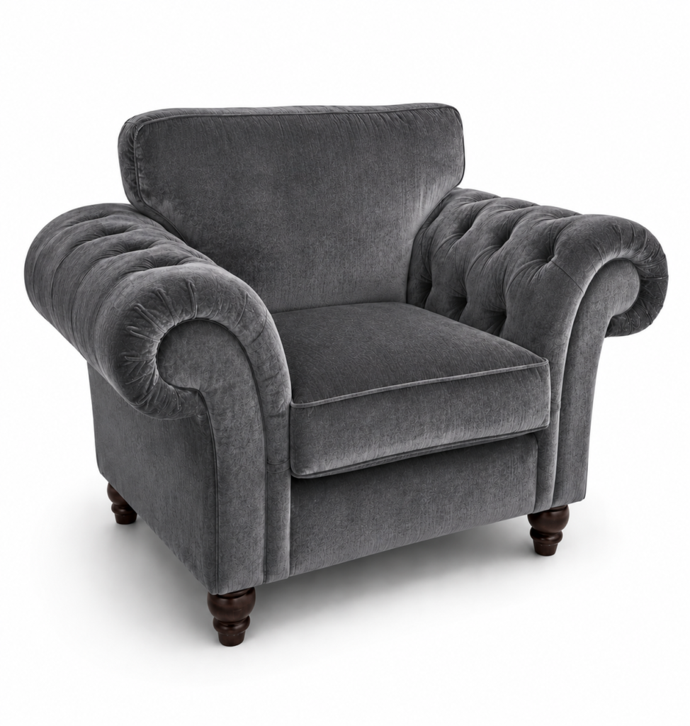 Nicole 1 Seater Plush Velvet Steel Sofa
