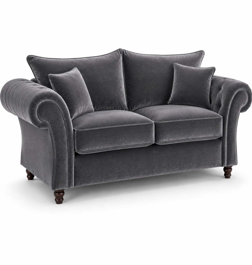 Nicole 2 Seater Plush Velvet Steel Sofa
