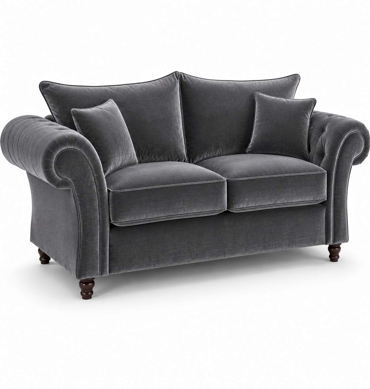 Nicole 2 Seater Plush Velvet Steel Sofa