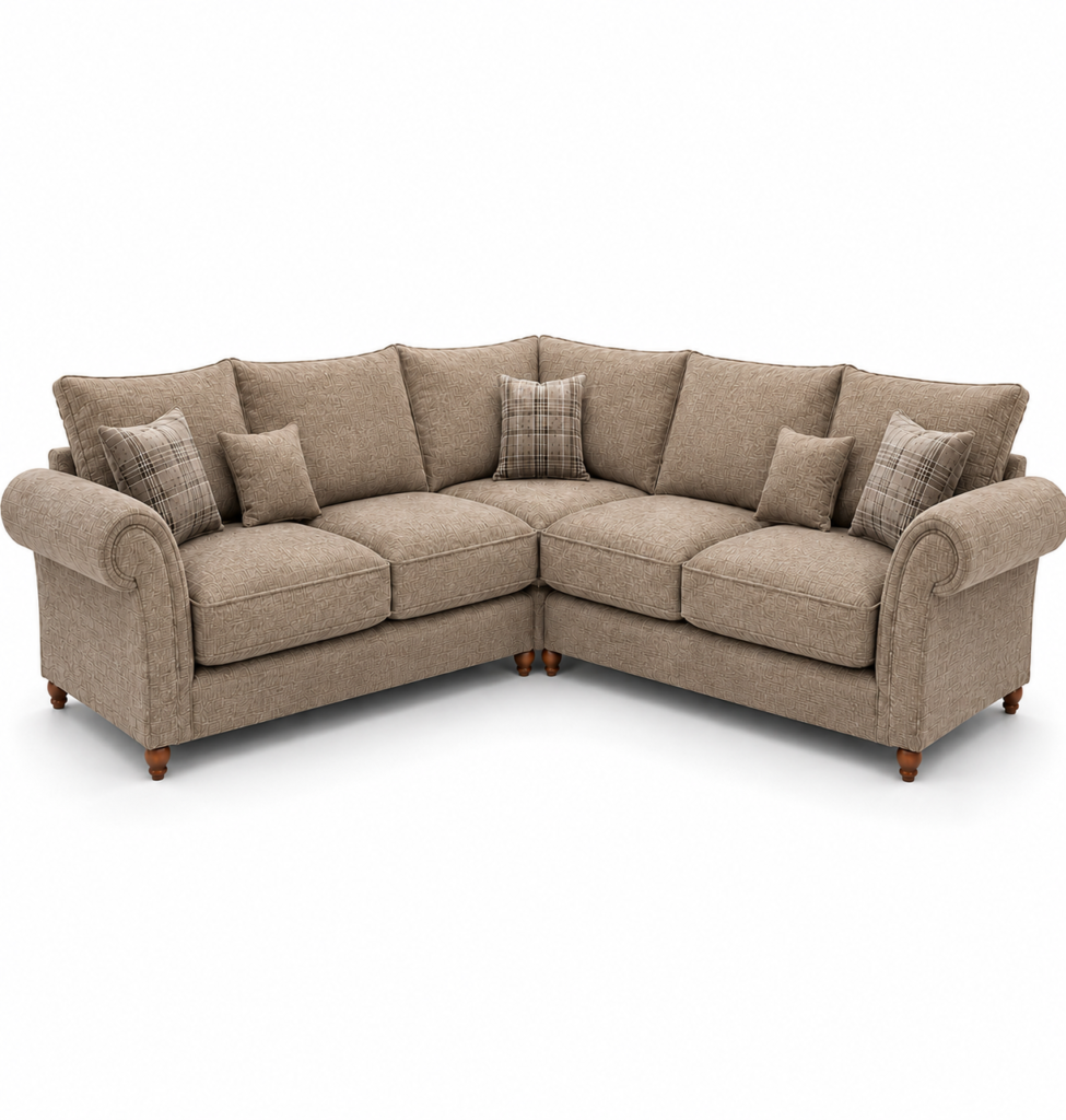 Nicole 5 Seater Corner Naples & Kensington Mink Sofa