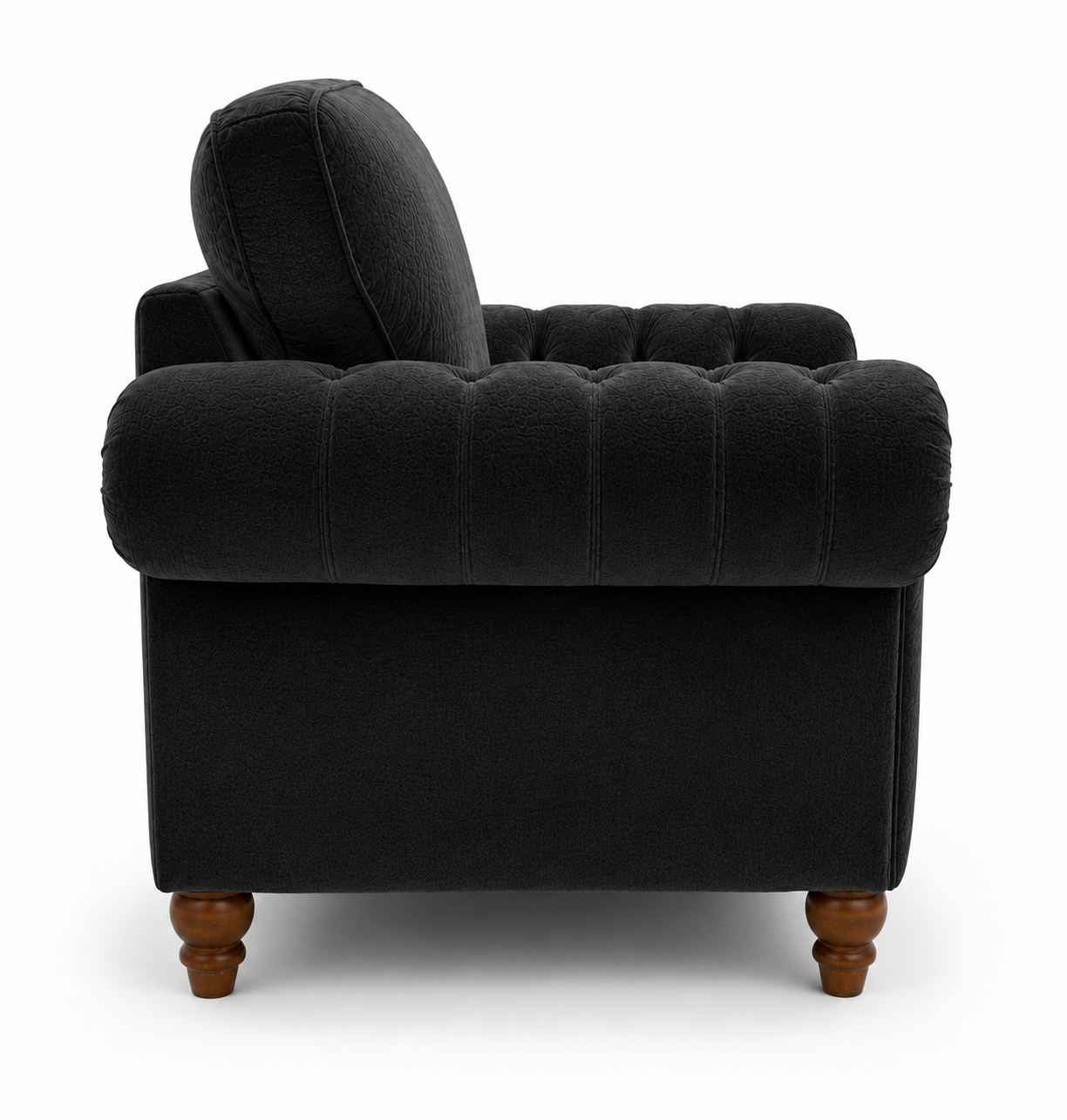 Nicole 1 Seater Plush Velvet Black Sofa - Image 2