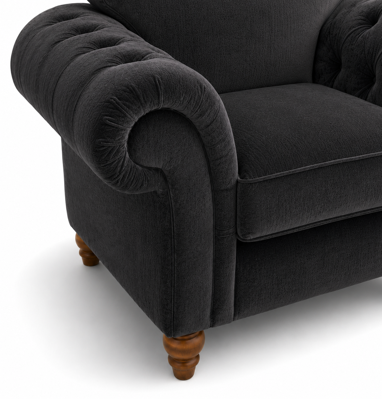 Nicole 1 Seater Plush Velvet Black Sofa 3