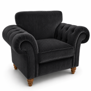 Nicole 1 Seater Plush Velvet Black Sofa