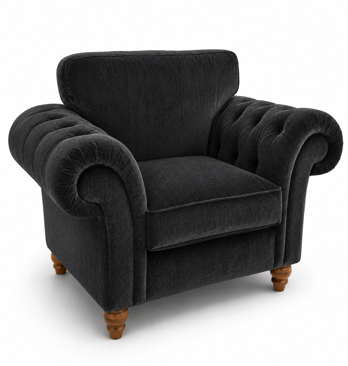Nicole 1 Seater Plush Velvet Black Sofa