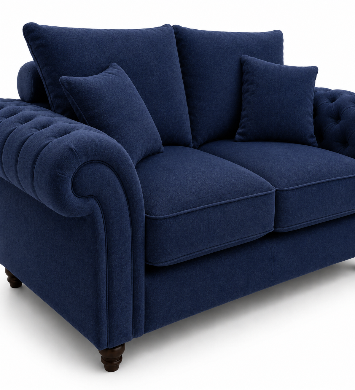 Nicole 2 Seater Plush Velvet Blue Sofa - Image 3