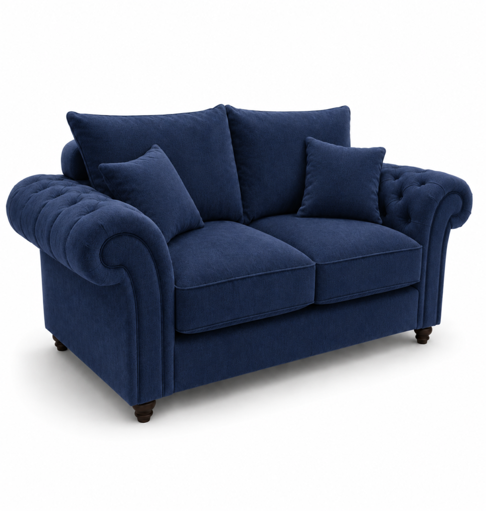 Nicole 2 Seater Plush Velvet Blue Sofa