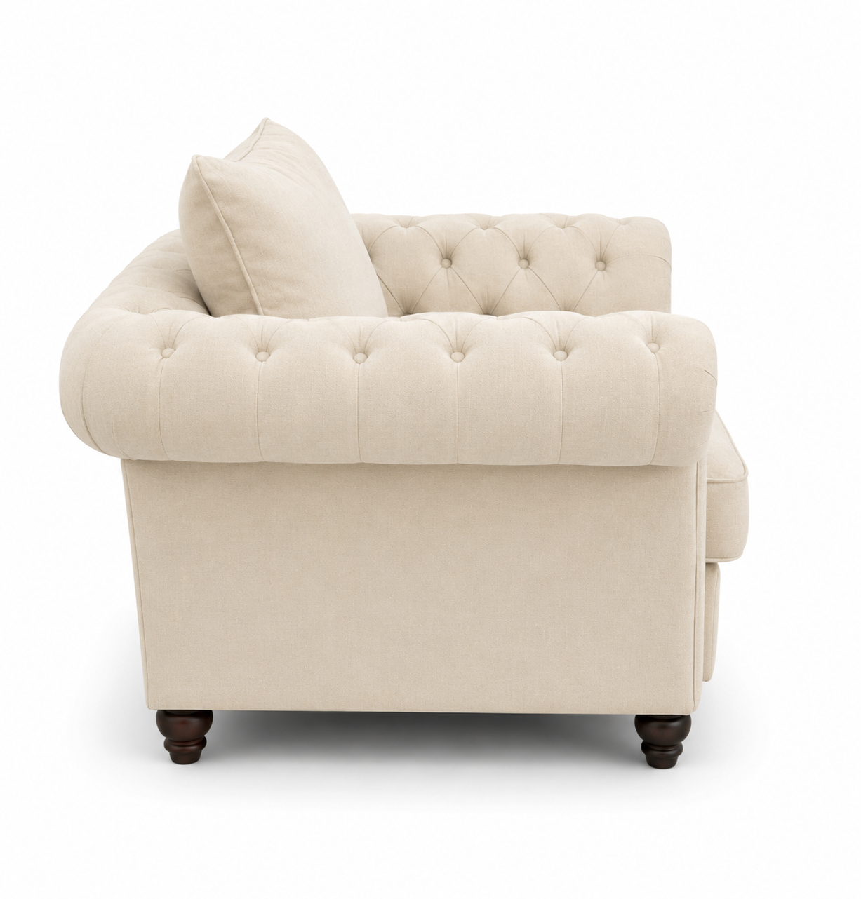 Nicole 1 Seater Plush Velvet Cream Sofa 2
