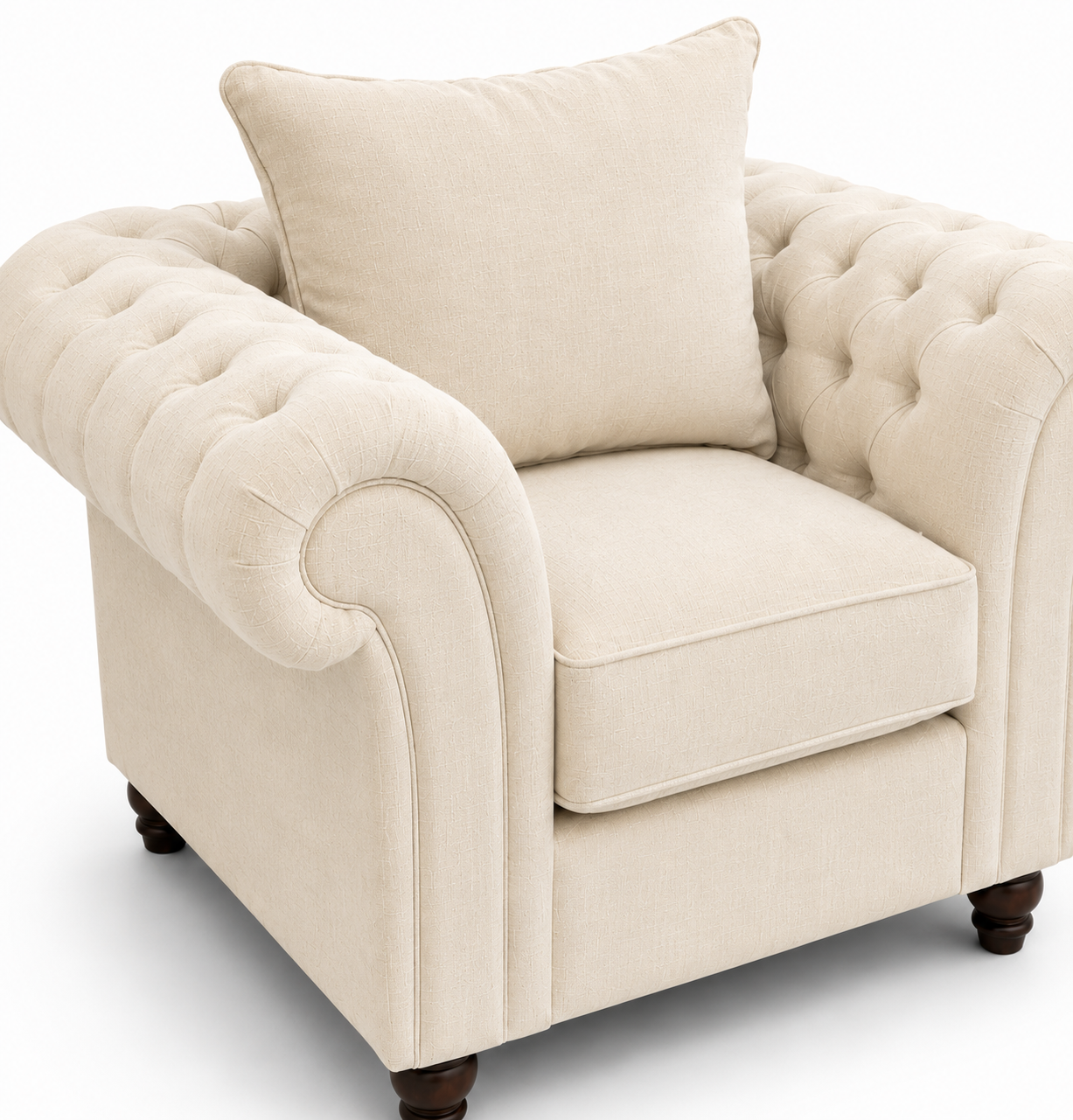 Nicole 1 Seater Plush Velvet Cream Sofa 3