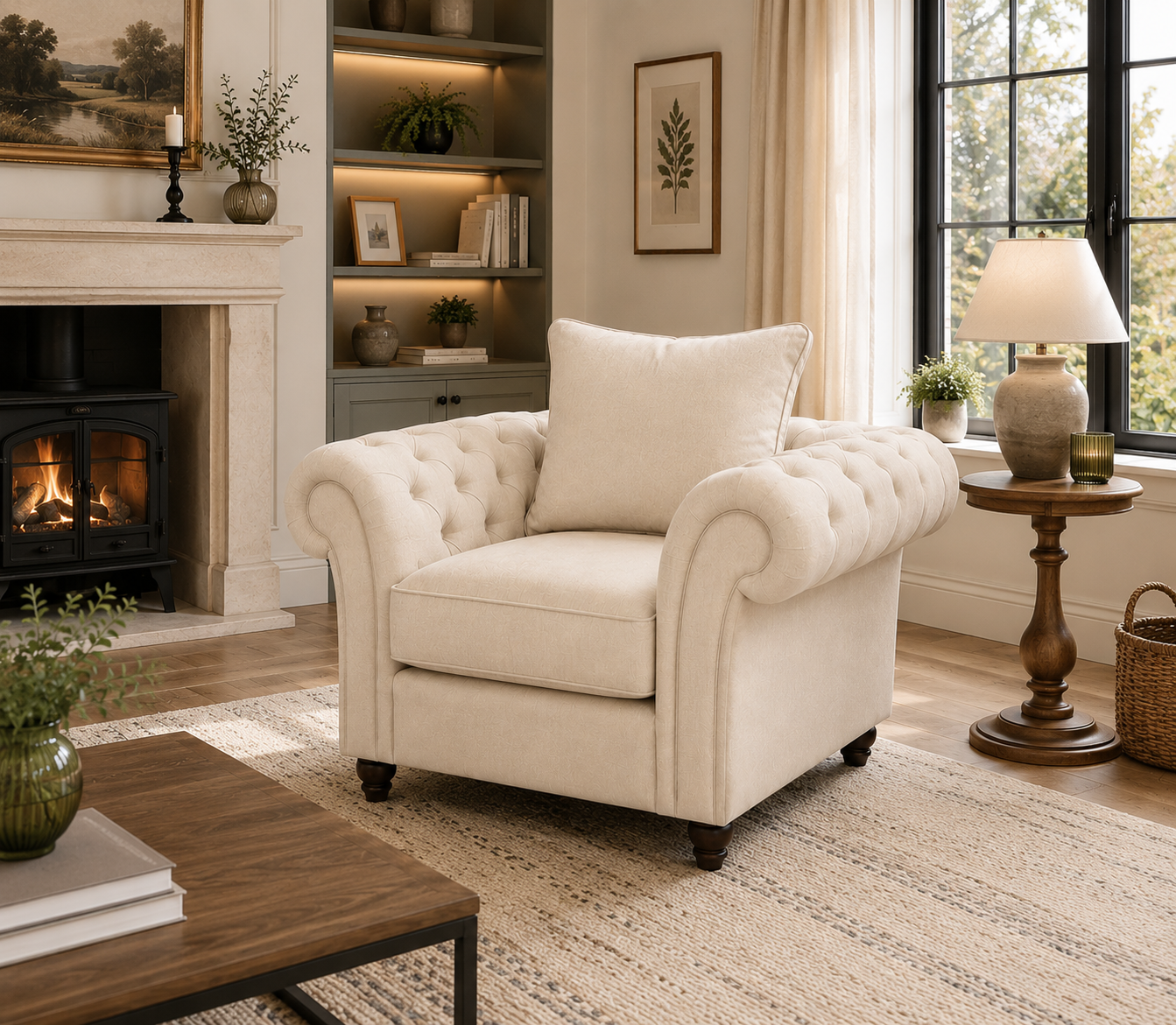 Nicole 1 Seater Plush Velvet Cream Sofa 5