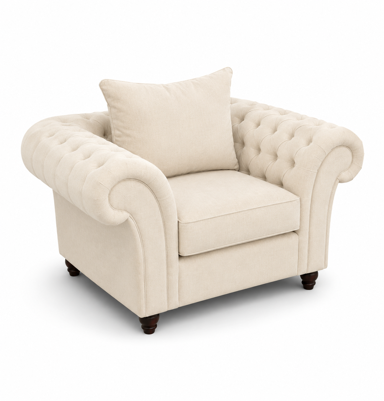 Nicole 1 Seater Plush Velvet Cream Sofa