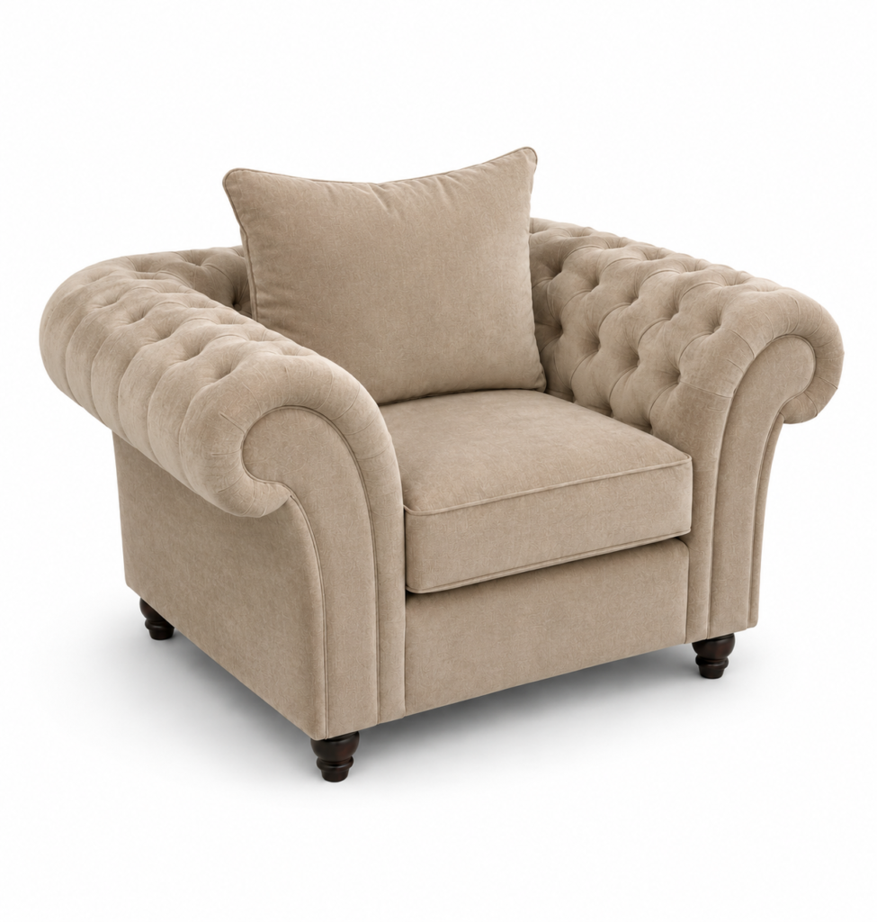 Nicole 1 Seater Plush Velvet Mink Sofa