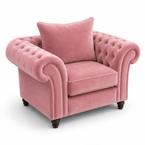 Nicole 1 Seater Plush Velvet Pink Sofa