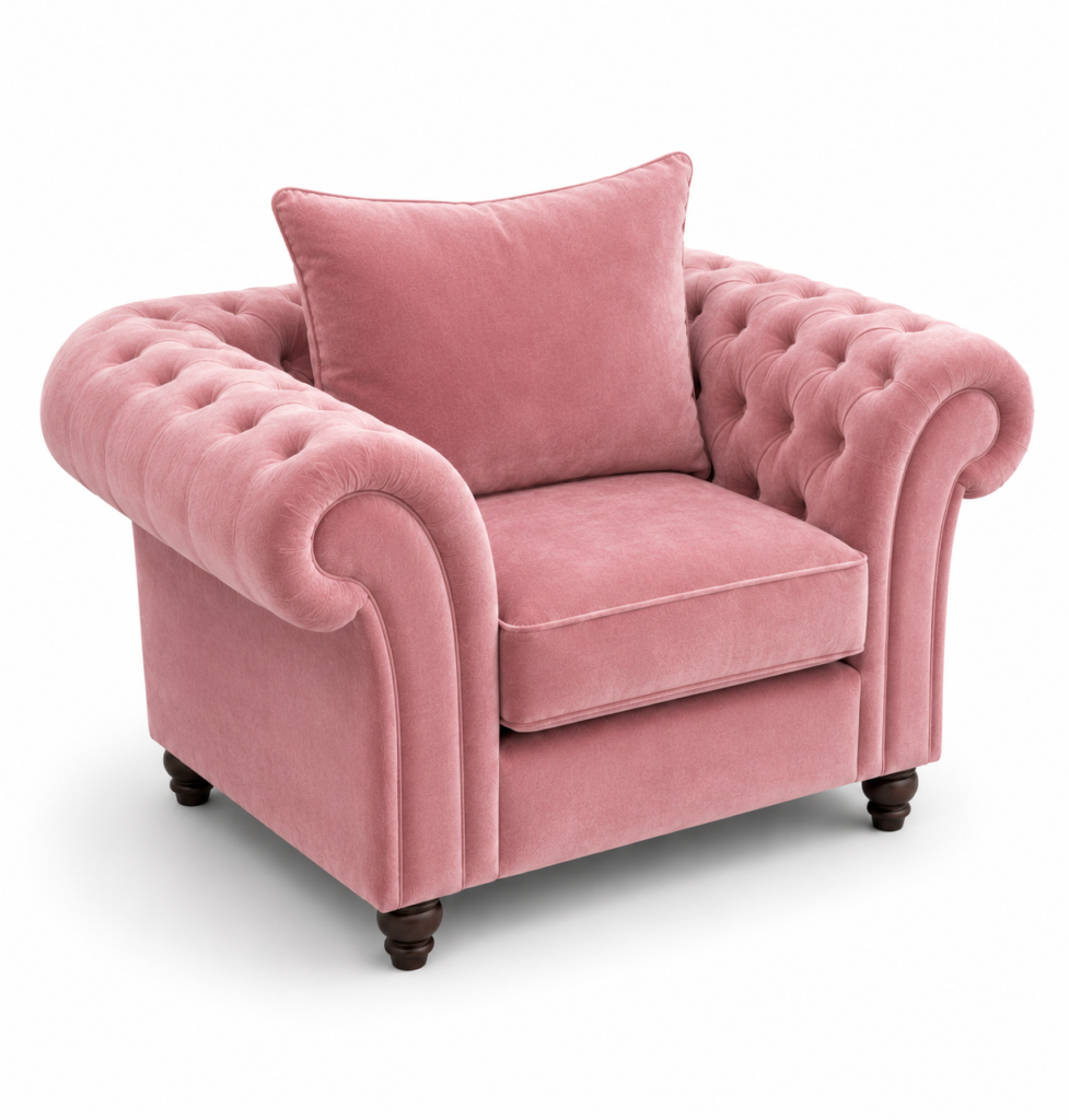 Nicole 1 Seater Plush Velvet Pink Sofa