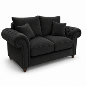 Nicole 2 Seater Plush Velvet Black Sofa