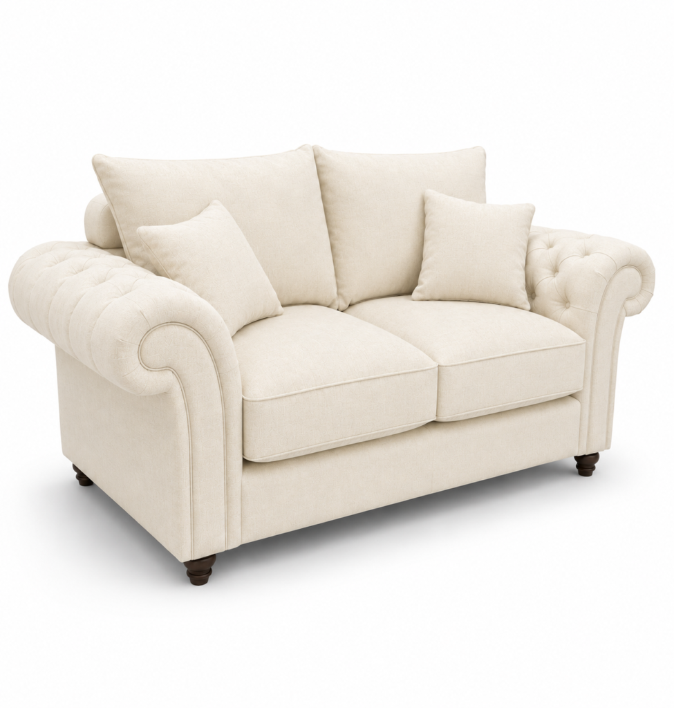 Nicole 2 Seater Plush Velvet Cream Sofa