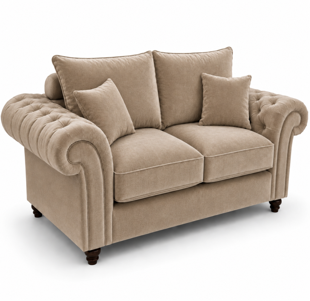 Nicole 2 Seater Plush Velvet Mink Sofa