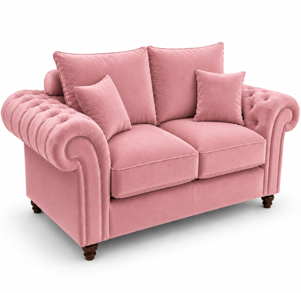 Nicole 2 Seater Plush Velvet Pink Sofa