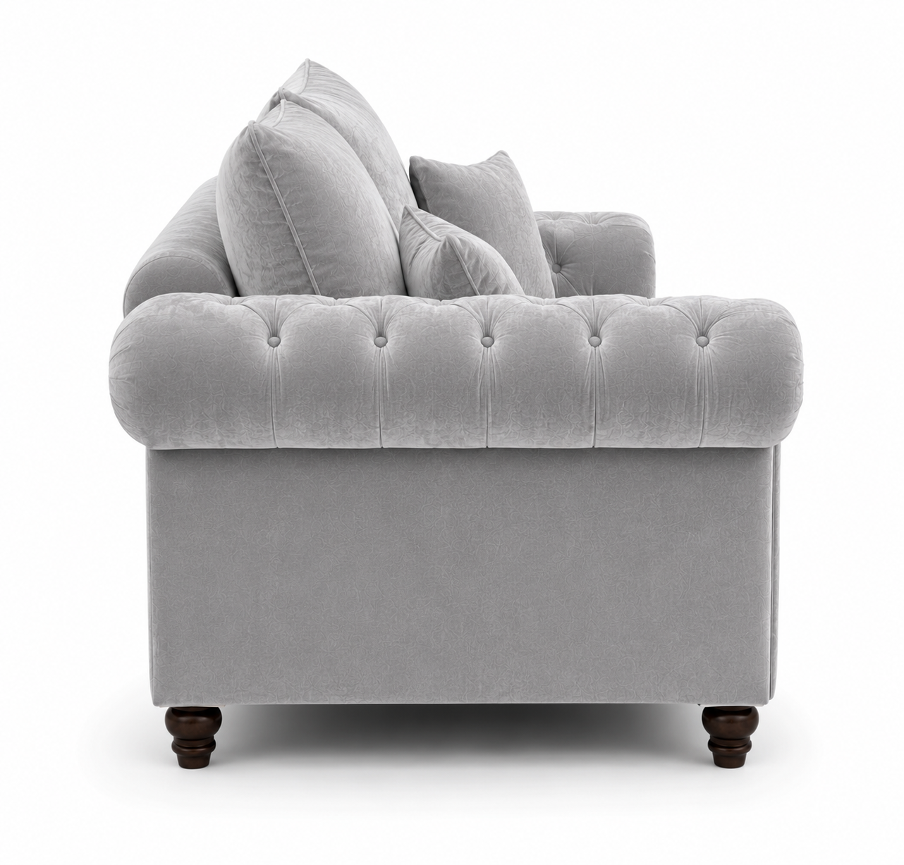 Nicole 2 Seater Plush Velvet Silver Sofa - Image 2