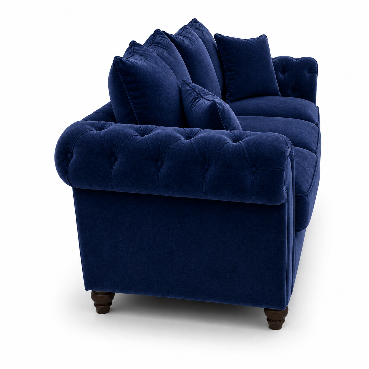 Nicole 3 Seater Plush Velvet Blue Sofa - Image 2