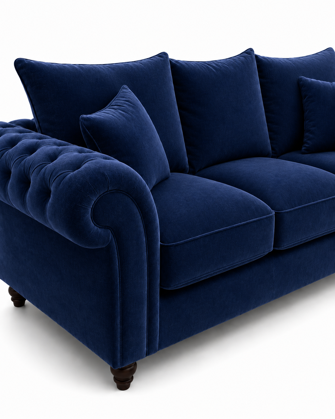Nicole 3 Seater Plush Velvet Blue Sofa 3