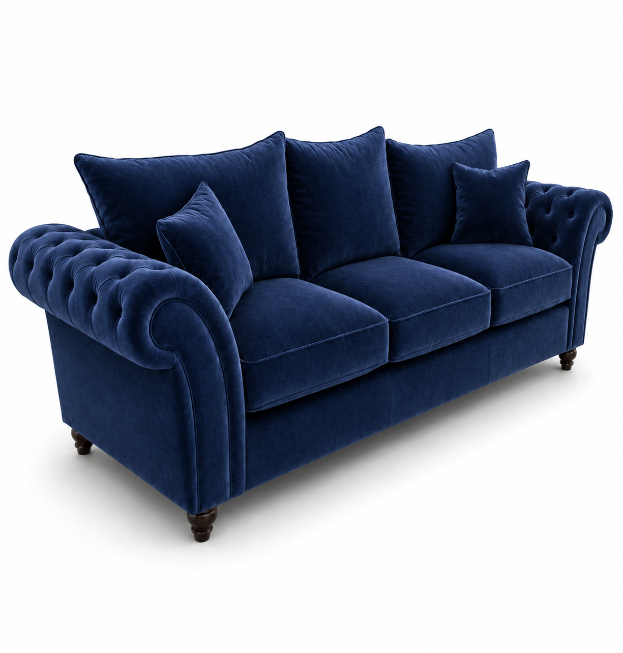 Nicole 3 Seater Plush Velvet Blue Sofa