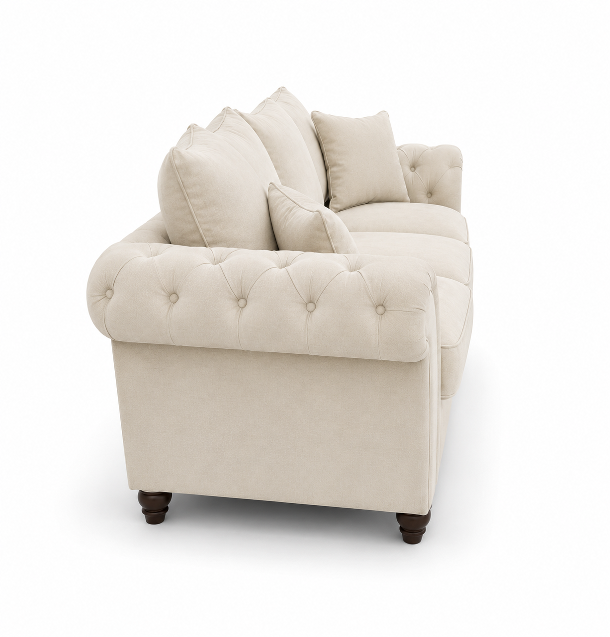 Nicole 3 Seater Plush Velvet Cream Sofa - Image 2