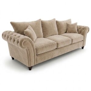 Nicole 3 Seater Plush Velvet Mink Sofa
