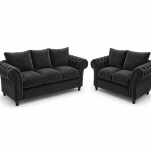 Nicole 3+2 Seater Plush Velvet Black Sofa