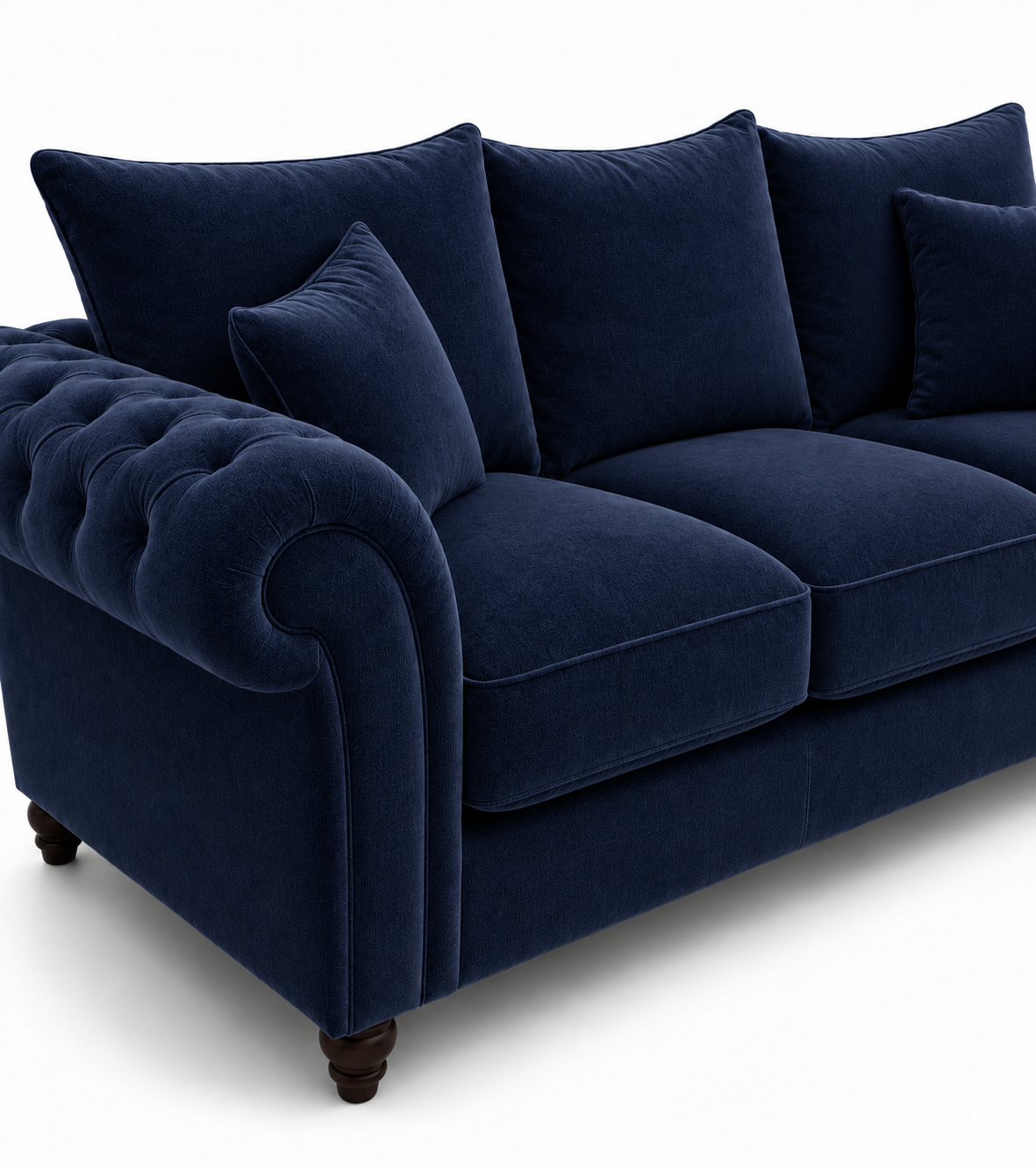 Nicole 3+2 Seater Plush Velvet Blue Sofa - Image 3
