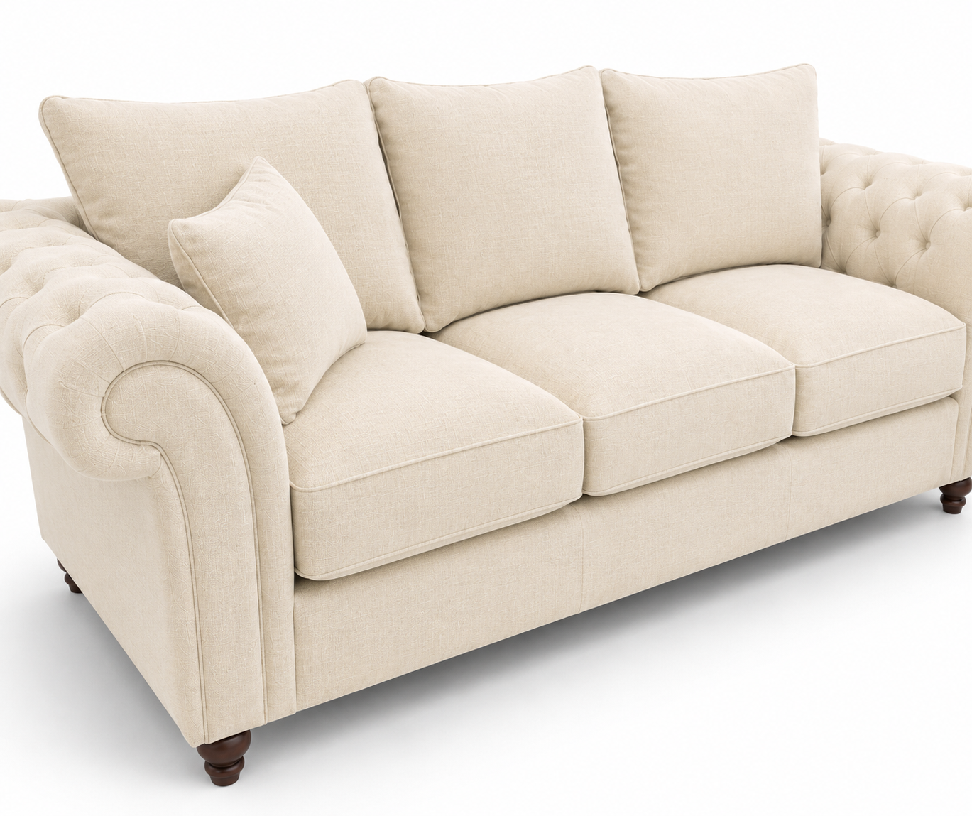 Nicole 3+2 Seater Plush Velvet Cream Sofa - Image 3