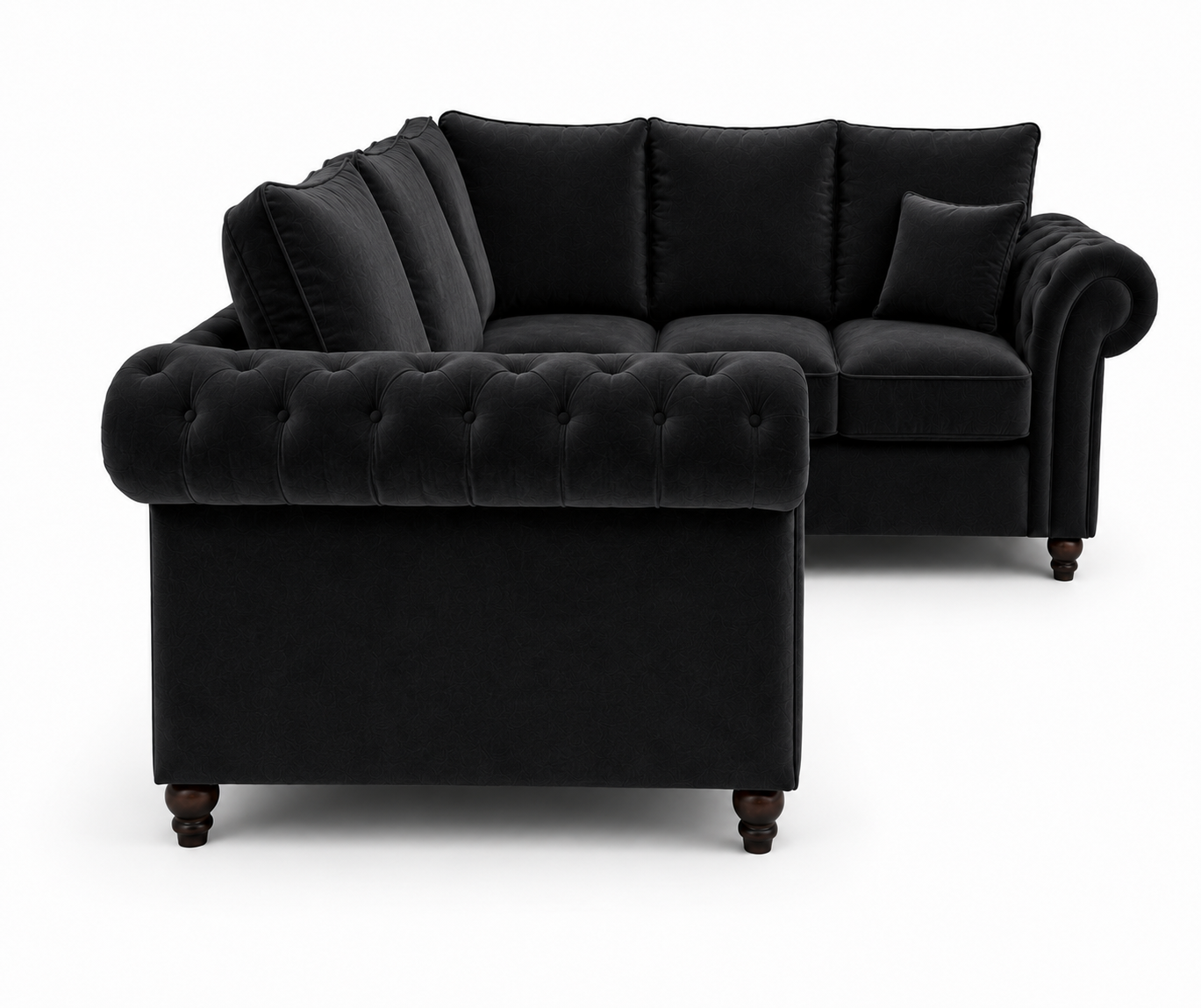 Nicole 5 Seater Corner Plush Velvet Black Sofa 2
