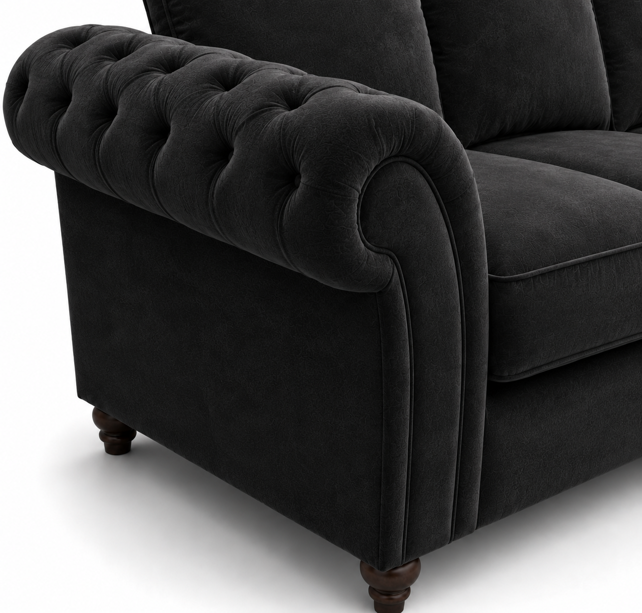 Nicole 5 Seater Corner Plush Velvet Black Sofa 3