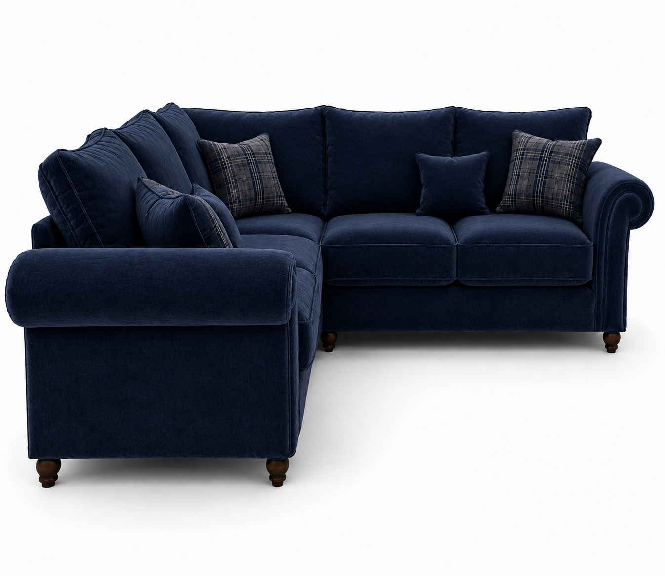 Nicole 5 Seater Corner Plush Velvet Blue Sofa 2