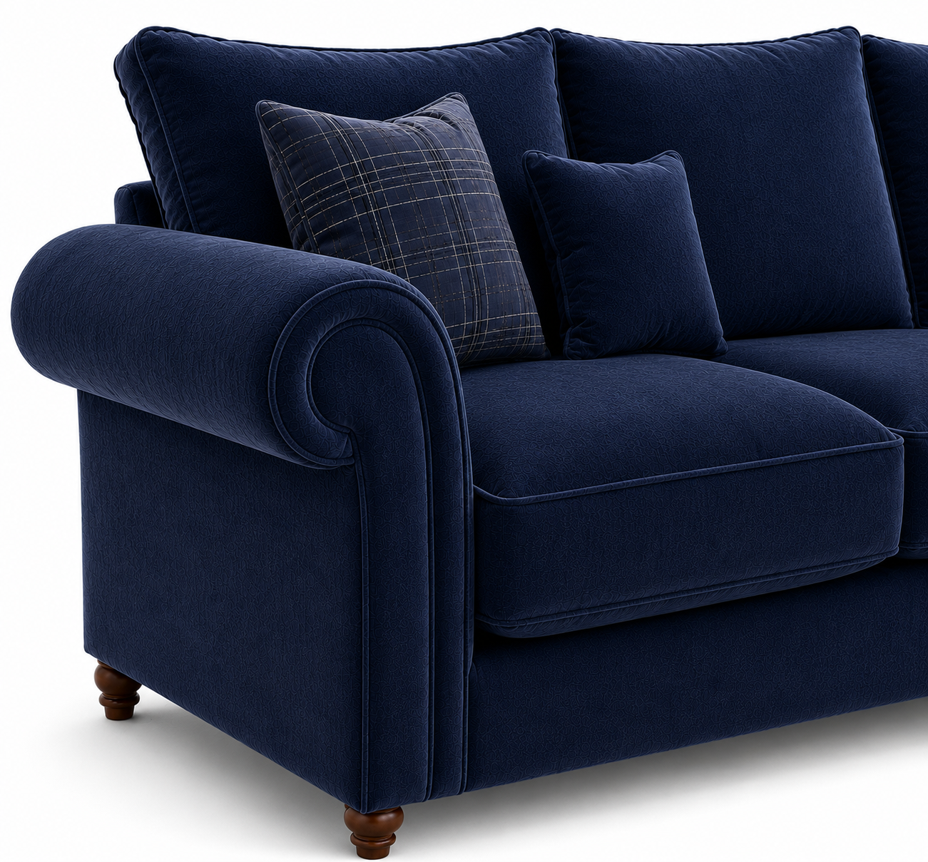 Nicole 5 Seater Corner Plush Velvet Blue Sofa 3