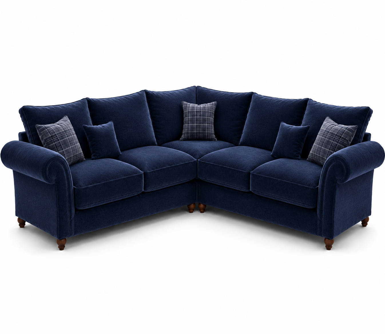 Nicole 5 Seater Corner Plush Velvet Blue Sofa