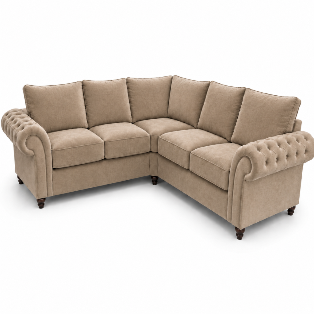 Nicole 5 Seater Corner Plush Velvet Mink Sofa