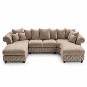 Nicole Large U-Shape Plush Velvet Mink Sofa