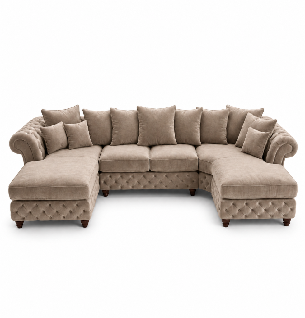 Nicole Large U-Shape Plush Velvet Mink Sofa