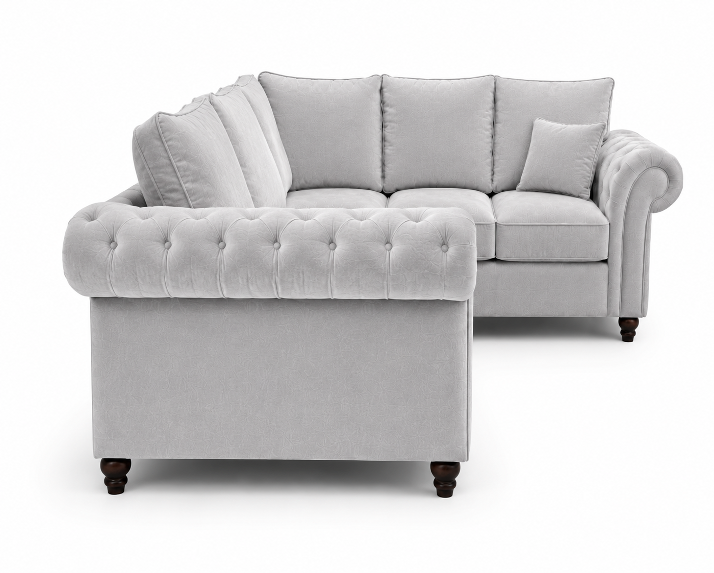 Nicole 5 Seater Corner Plush Velvet Silver Sofa - Image 2