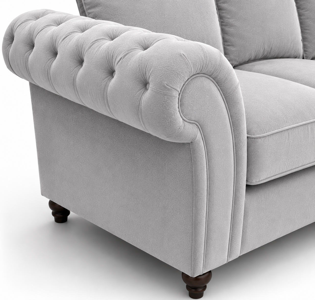 Nicole 5 Seater Corner Plush Velvet Silver Sofa - Image 3