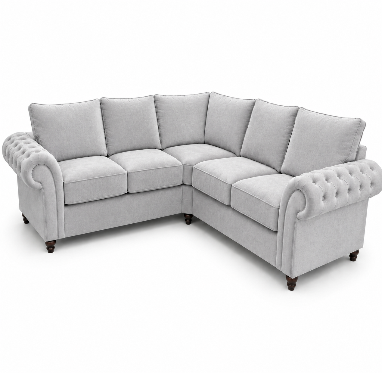 Nicole 5 Seater Corner Plush Velvet Silver Sofa