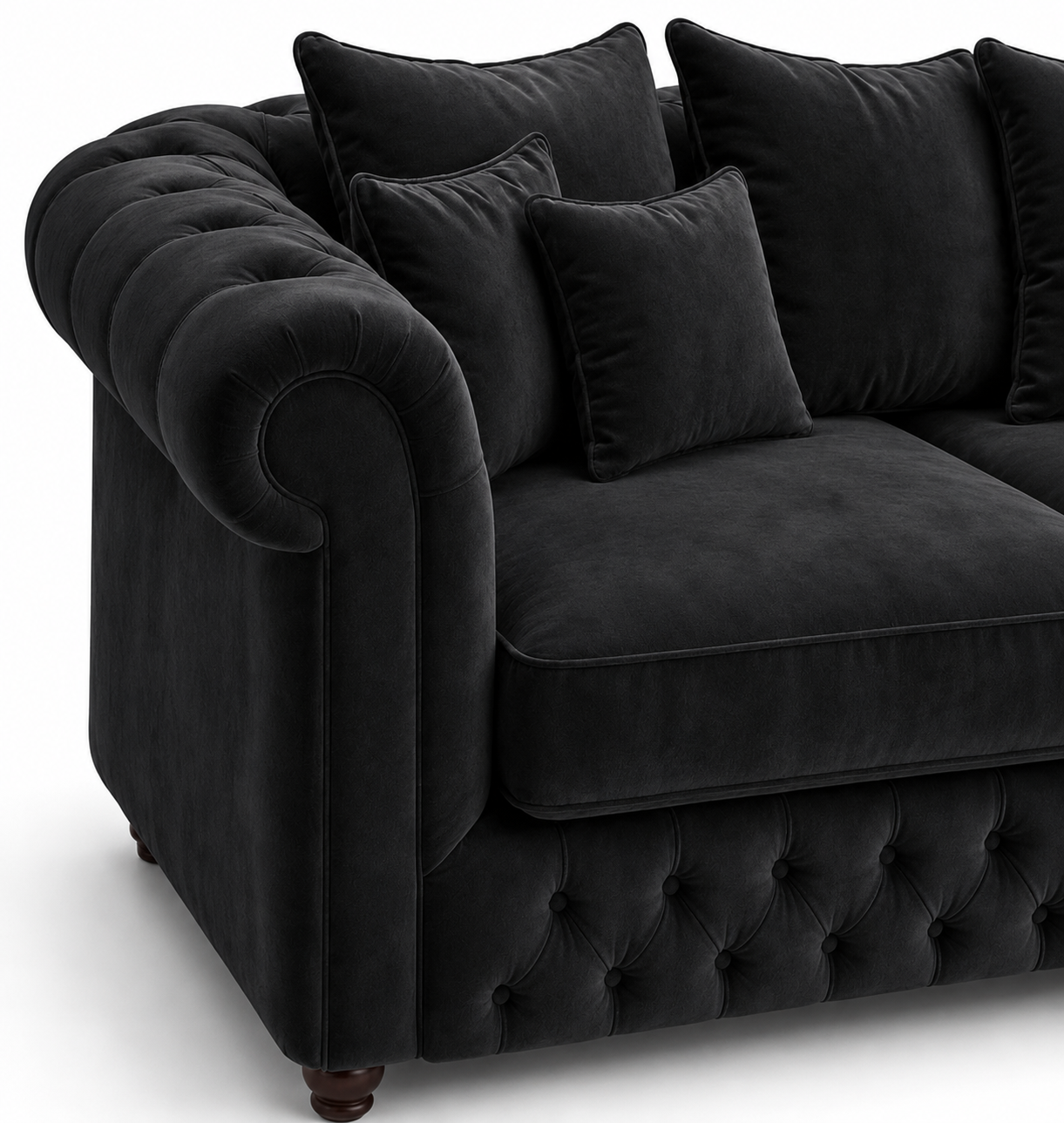 Nicole Large U Shape Plush Velvet Black Sofa - Image 3