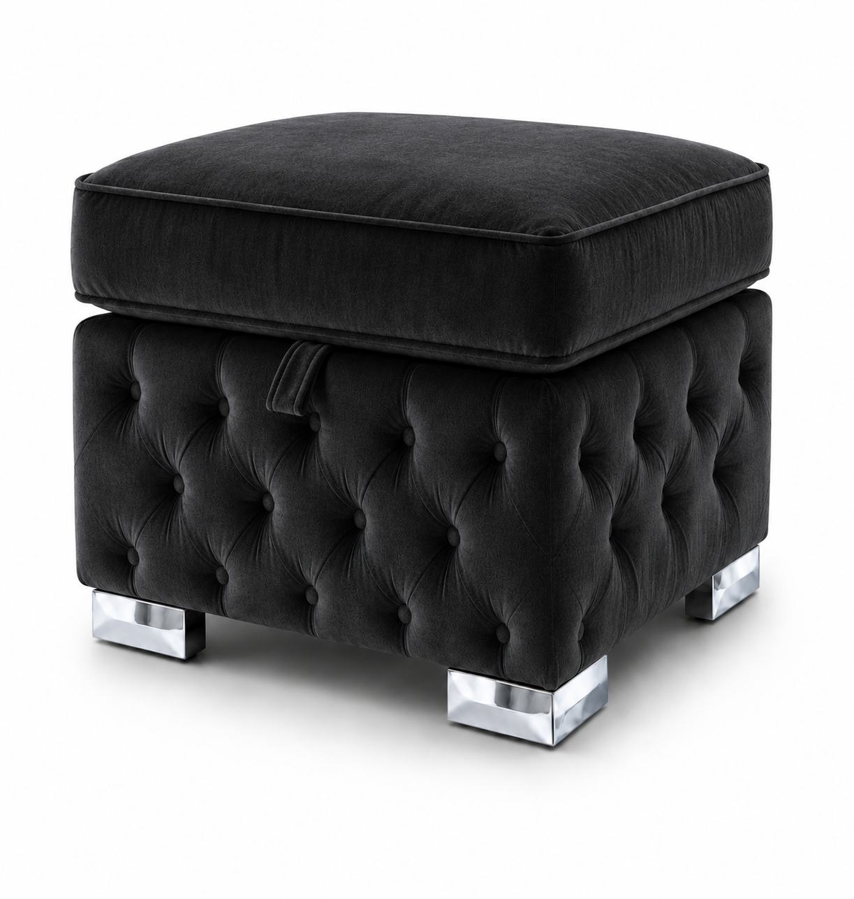 Nicole Large U Shape Plush Velvet Black Sofa 4