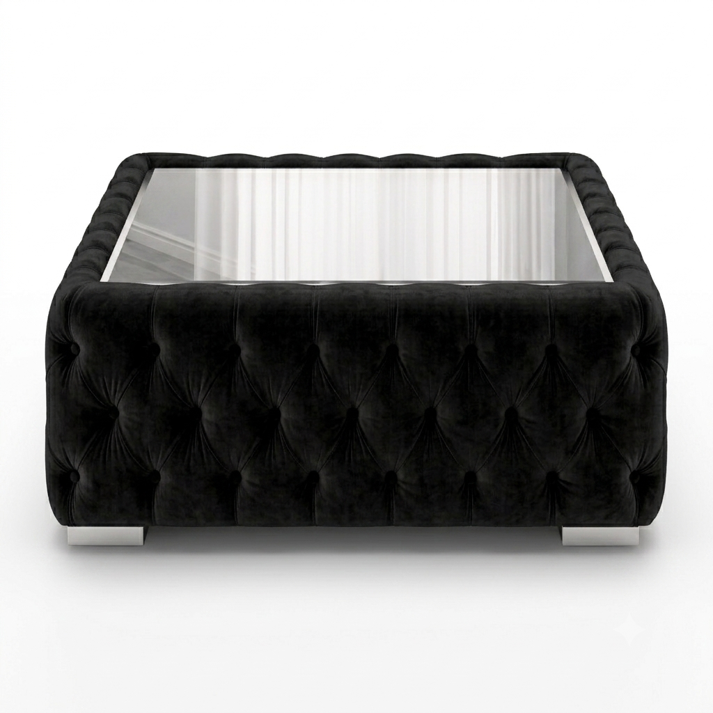 Nicole Mini U Shape Plush Velvet Black Sofa 6