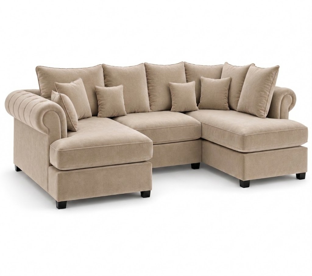 Nicole Mini U Shape Plush Velvet Mink Sofa