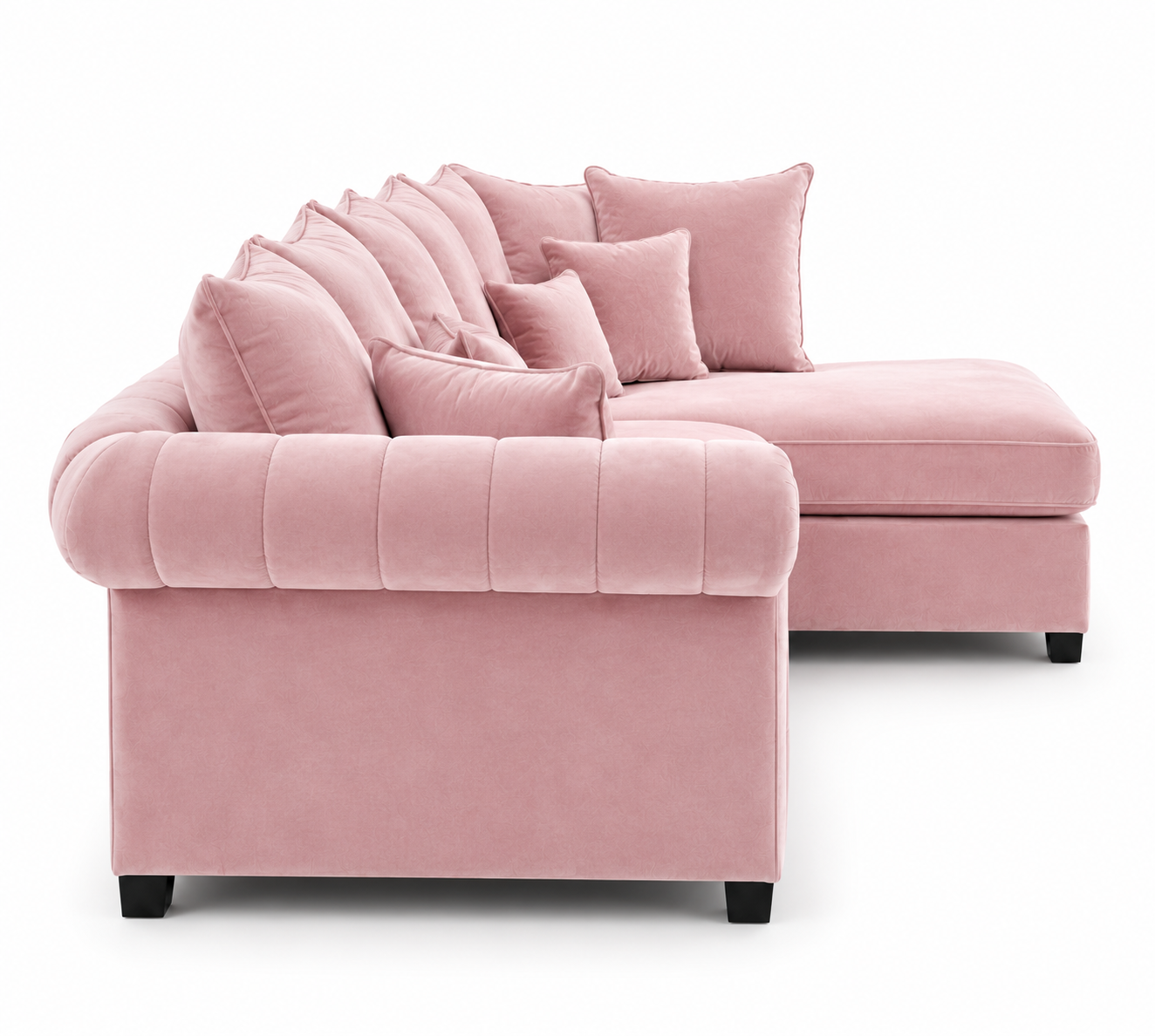 Nicole Mini U Shape Plush Velvet Pink Sofa 2