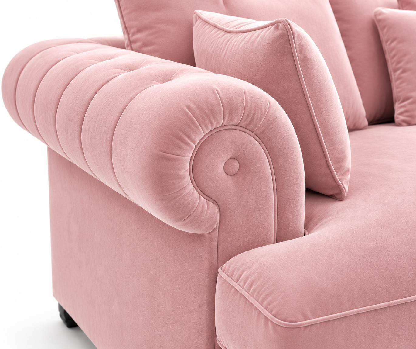 Nicole Mini U Shape Plush Velvet Pink Sofa 3