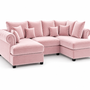 Nicole Mini U Shape Plush Velvet Pink Sofa